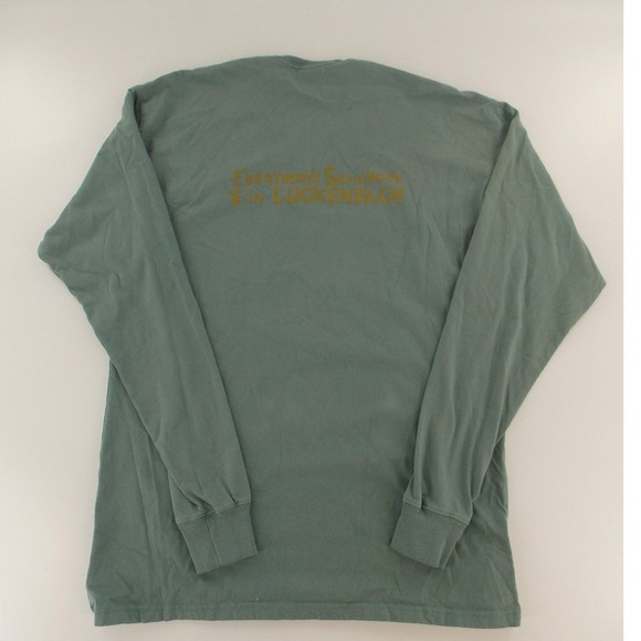 Comfort Wash Luckenbach Texas Long Sleeve Shirt Men Large Green Excellent GDH200